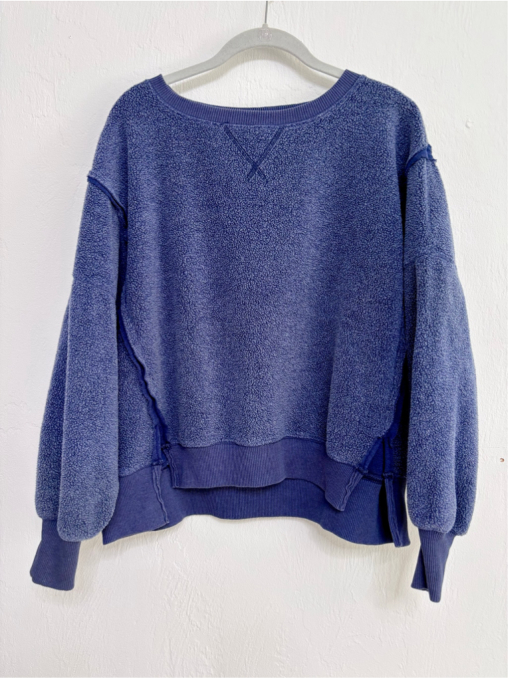 Women's American Eagle Big Hug Crewneck Blue Sweatshirt Oversized Open Size